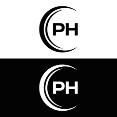 Obraz premium PH logo. P H design. White PH letter. PH, P H letter logo design. P H letter logo design in FIVE, FOUR, THREE, style. letter logo set in one artboard. P H letter logo vector design.