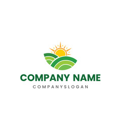 Sun grass logo design, vector logo design, illustration 