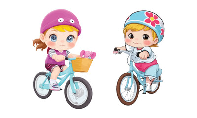 Baby cartoon bicycle travel