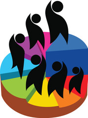 Teamwork union people logo vector with a spiral stair