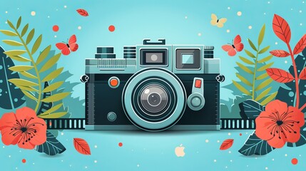 Obraz premium world photography day social media post template design for world photography day. illustration of a hand holding a camera poster and banner 