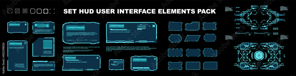 Poster big set of frames and complex elements for the interface. user interface windows and frames. modern 