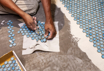 Hand cut tile Residential Home Improvement  project 