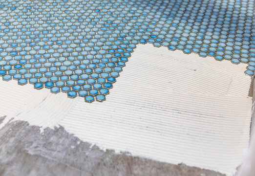 Tile floor Construction in Residential Home Improvement with grout