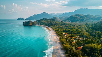 Obraz premium Aerial View of Koh Lantas Pristine Beaches and Traditional Fishing Villages