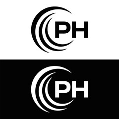 PH logo. P H design. White PH letter. PH, P H letter logo design. P H letter logo design in FIVE, FOUR, THREE, style. letter logo set in one artboard. P H letter logo vector design.