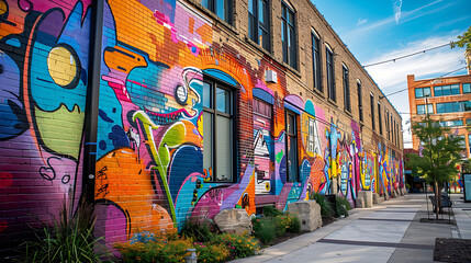 Fototapeta premium Graffiti art on the walls, decorations that create beauty for buildings
