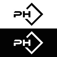 PH logo. P H design. White PH letter. PH, P H letter logo design. P H letter logo design in FIVE, FOUR, THREE, style. letter logo set in one artboard. P H letter logo vector design.