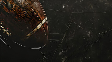 rugby american football on black blackboard texture background with copy space for text. Panoramic banner design concept of super bowl sunday created with generative ai
