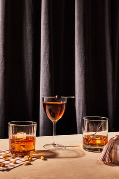 Whiskey cocktails on the table