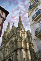 Vannes, beautiful city in Brittany, the cathedral in the center of the medieval city
