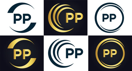 PP logo. P P design. White PP letter. PP, P P letter logo design. P P letter logo design in FIVE, FOUR, THREE, style. letter logo set in one artboard. P P letter logo vector design.