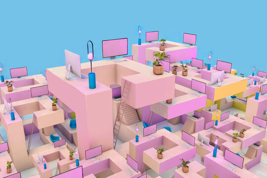 Minimalist 3d technology office space
