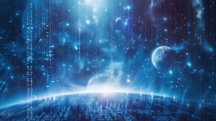 Fototapeta premium The Earth Engulfed: A Data Symphony of Global Proportions