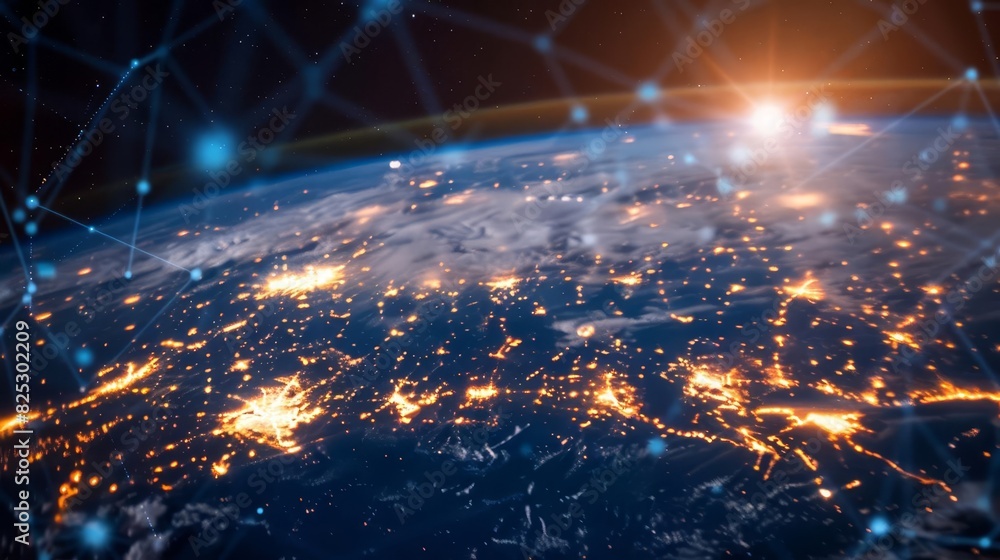 Poster global network concept worldwide web connectivity internet communication and technology background