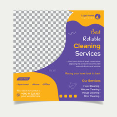 Cleaning service social media post design template