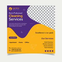 Cleaning service social media post design template