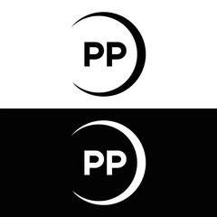 PP logo. P P design. White PP letter. PP, P P letter logo design. P P letter logo design in FIVE, FOUR, THREE, style. letter logo set in one artboard. P P letter logo vector design.
