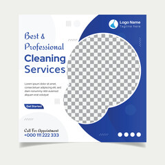 Cleaning service social media post template design