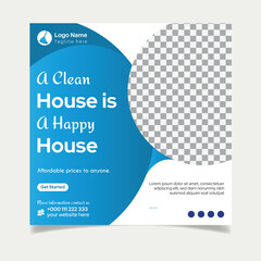 Cleaning service template for social media post design