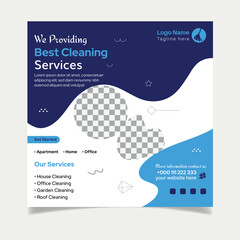 Cleaning service template for social media post design