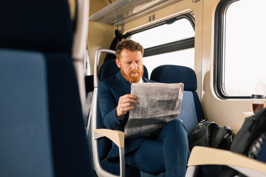 Businessman on train