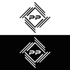 PP logo. P P design. White PP letter. PP, P P letter logo design. P P letter logo design in FIVE, FOUR, THREE, style. letter logo set in one artboard. P P letter logo vector design.