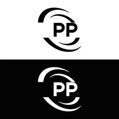 PP logo. P P design. White PP letter. PP, P P letter logo design. P P letter logo design in FIVE, FOUR, THREE, style. letter logo set in one artboard. P P letter logo vector design.