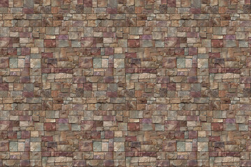 Natural stone seamless pattern with textured bricks in earthy tones, creating a rustic and timeless design, perfect for architectural and interior backgrounds