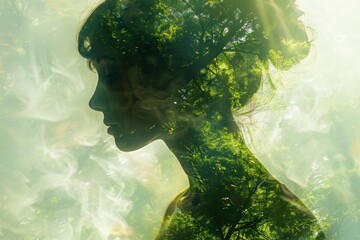 A woman's face is shown in a tree-like form