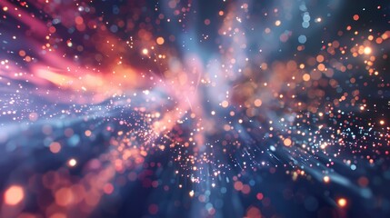 Obraz premium A scene of a particle stream, with a background of particles of matter and energy