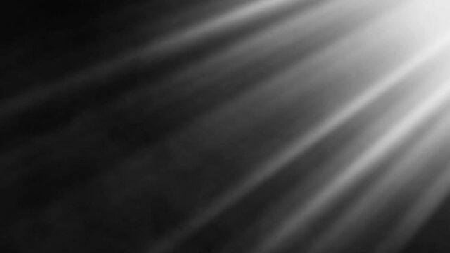 Light rays and smoke against black background -  Fluid, Cinematic Atmosphere - Billowing Fog and Radiant Sunrays: A Serene and Dreamy Scene