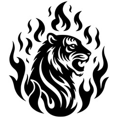 Tiger Head Vector Illustration for Tattoos, Wildlife Art, and Animal Mascots