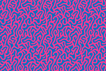 Abstract seamless pattern with pink and blue labyrinth-like shapes, perfect for bold and artistic designs