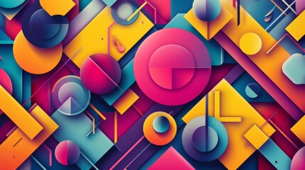 Vibrant Abstract Geometric Shapes Background in Modern Design