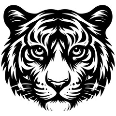 Tiger Head Vector Illustration for Tattoos, Wildlife Art, and Animal Mascots