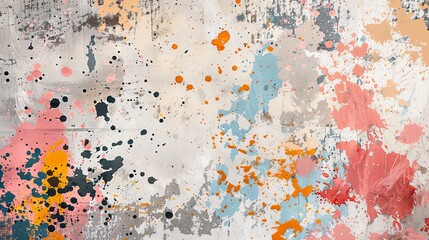 Grunge splatter texture with pastel paint drops on a rough