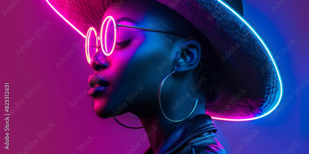 Sticker abstract neon concept background