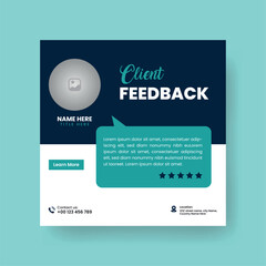 Client or Customer Testimonial Social Media Post Design. Customer Service Feedback Review Post with Sage and Navy Blue Color Accent.