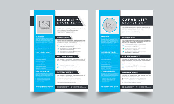 Capability Statement Colorful layout concept With 2 Style design template