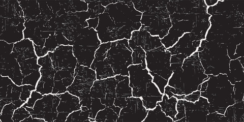 Big breaking ocean waves isolated on black background. Water splashes. Black and white illustration