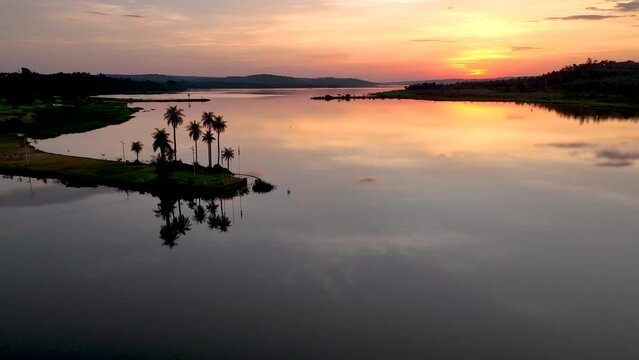 Sunset near San Ignacio mini mission founded in 1632 by the Jesuits, Misiones Province, Argentina