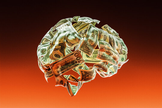 Wealth Mind- Dollar Brain Illustration