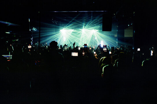 Crowd of people on concert during local artist performance