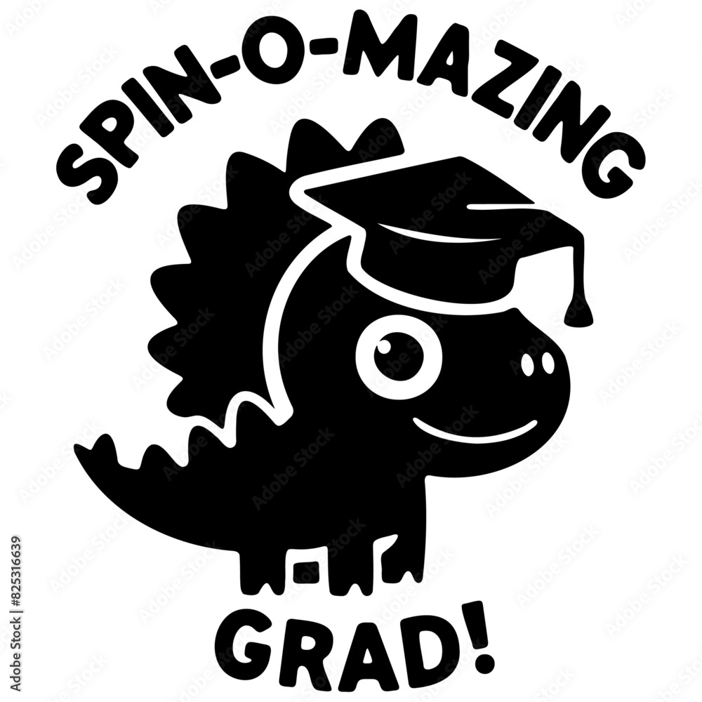 Poster Dinosaur Graduation Vector Illustration for Class of 2024, Cute Dino Graduate Design - Posters