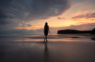 Daydream beach walk during beautiful sunset