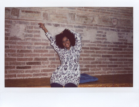 Joyful afro woman