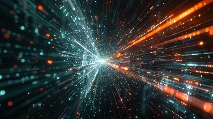 Obraz premium Abstract technology background showcasing high speed global data transfer, ultra-fast broadband connections, digital explosion, and cyber tech motion.