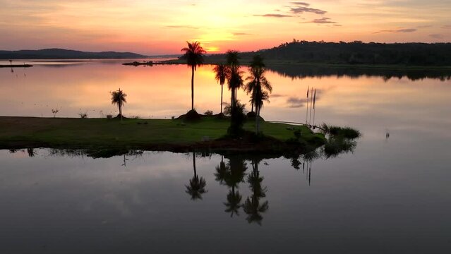 Sunset near San Ignacio mini mission founded in 1632 by the Jesuits, Misiones Province, Argentina