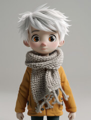 Child character model in winter clothes, generative ai